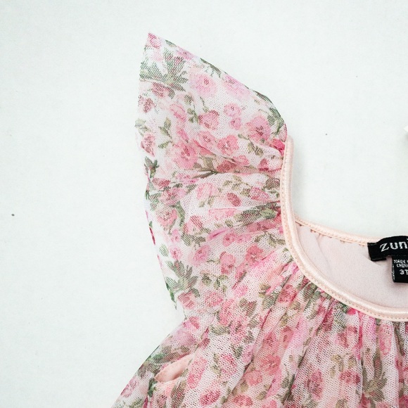 Zunie Floral Print Sleeveless Mesh Dress (3T) - Picture 5 of 14